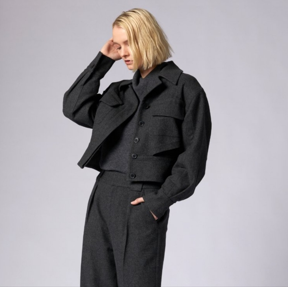 Equipment Femme Grey Wool Jacket